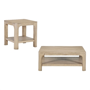 Pemberly Row 2-piece Coastal Wood Coffee Table Set in Weathered Mango Brown