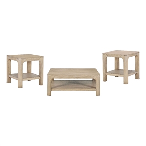 Pemberly Row 3-piece Coastal Wood Coffee Table Set in Weathered Mango Brown