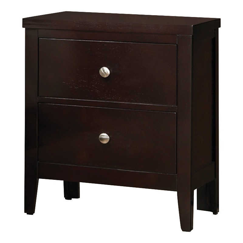 Pemberly Row 2-Drawer Rubberwood Bedside Nightstand in Cappuccino