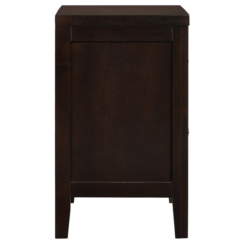 Pemberly Row 2-Drawer Rubberwood Bedside Nightstand in Cappuccino