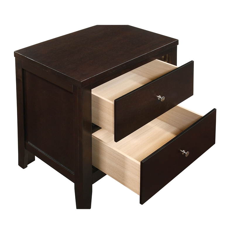 Pemberly Row 2-Drawer Rubberwood Bedside Nightstand in Cappuccino