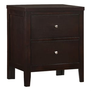 Pemberly Row 2-Drawer Rubberwood Bedside Nightstand in Cappuccino