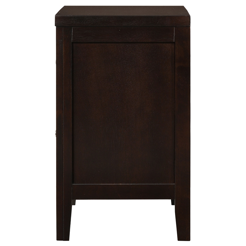 Pemberly Row 2-Drawer Rubberwood Bedside Nightstand in Cappuccino