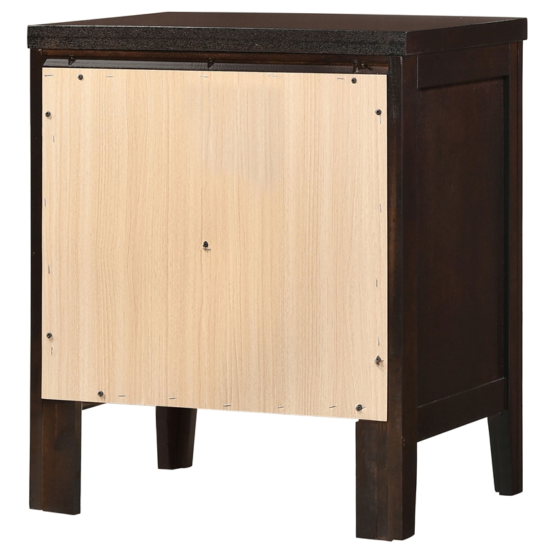 Pemberly Row 2-Drawer Rubberwood Bedside Nightstand in Cappuccino