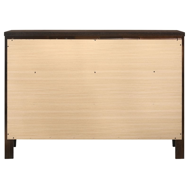 Pemberly Row 6-Drawer Rubberwood Bedroom Dresser in Cappuccino