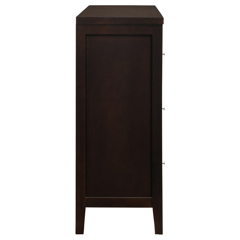 Pemberly Row 6-Drawer Rubberwood Bedroom Dresser in Cappuccino