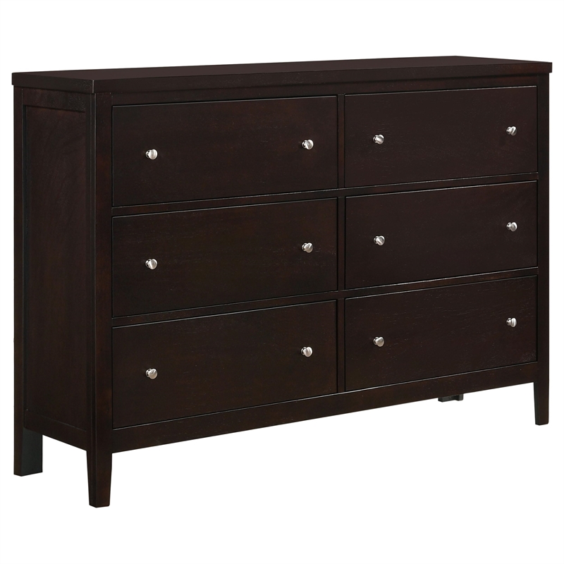 Pemberly Row 6-Drawer Rubberwood Bedroom Dresser in Cappuccino