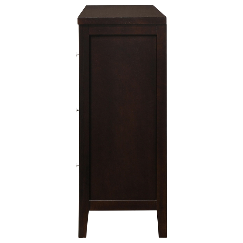 Pemberly Row 6-Drawer Rubberwood Bedroom Dresser in Cappuccino