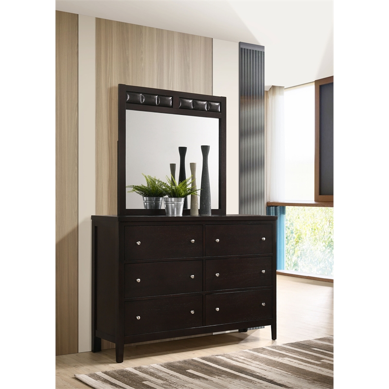 Pemberly Row 6-Drawer Bedroom Dresser with Mirror Set in Cappuccino