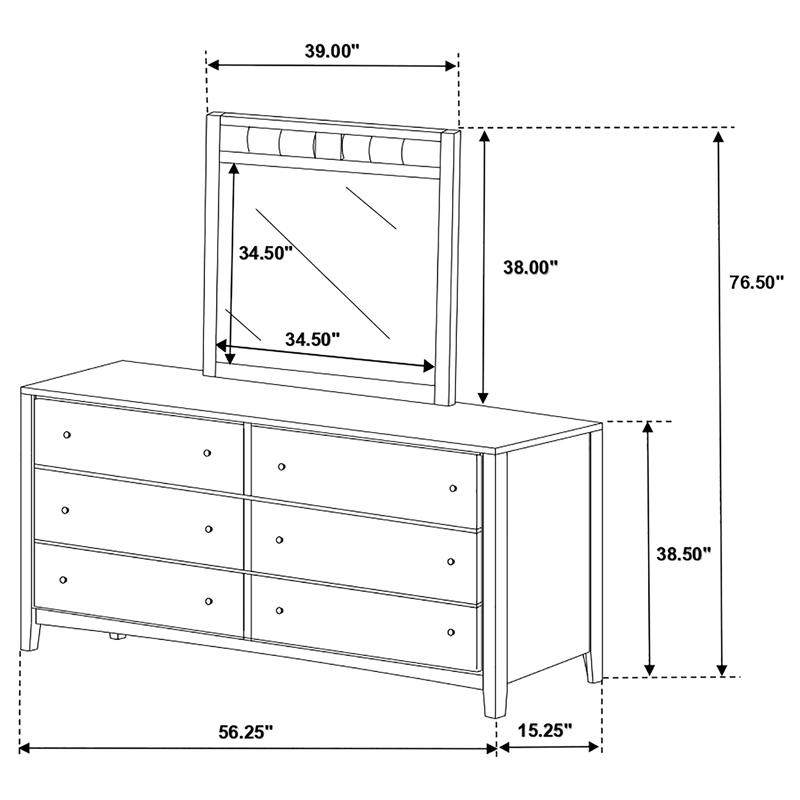 Pemberly Row 6-Drawer Bedroom Dresser with Mirror Set in Cappuccino