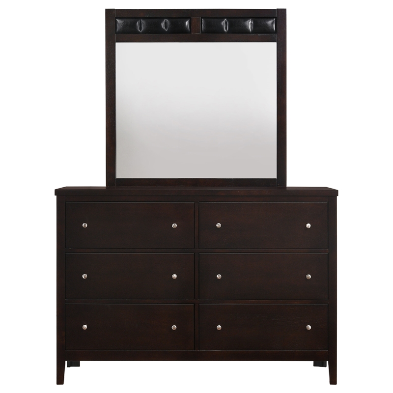 Pemberly Row 6-Drawer Bedroom Dresser with Mirror Set in Cappuccino