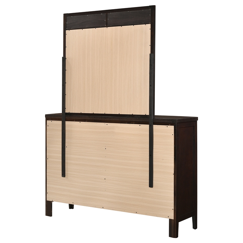 Pemberly Row 6-Drawer Bedroom Dresser with Mirror Set in Cappuccino