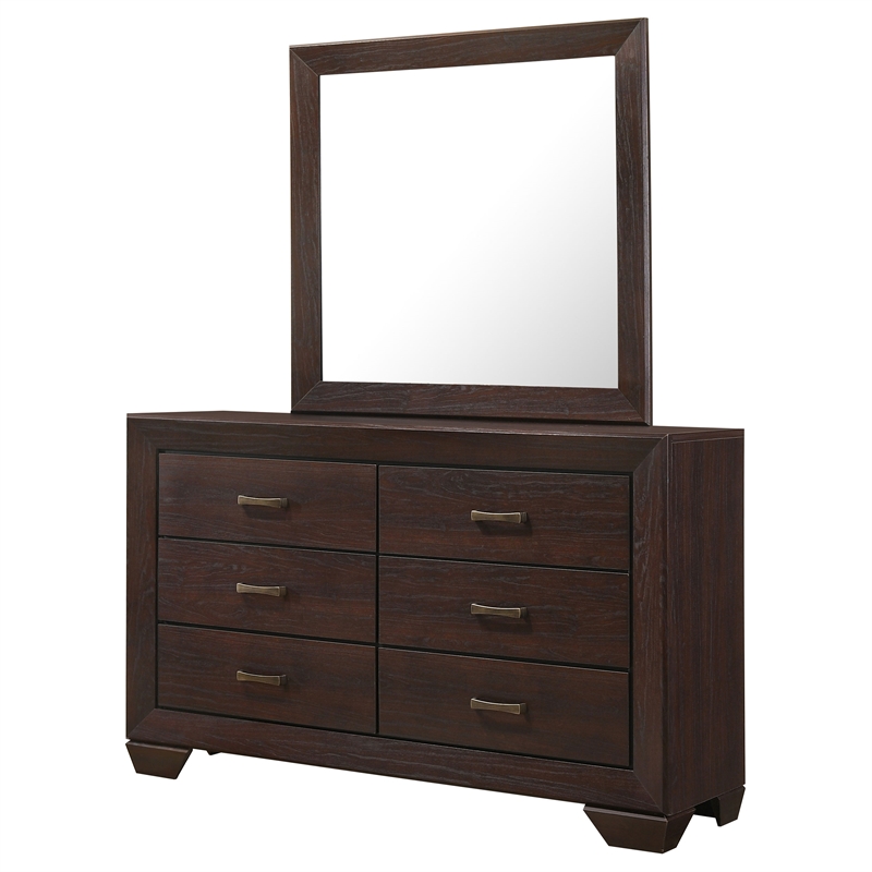 Pemberly Row 6-Drawer Bedroom Dresser with Mirror Set in Dark Cocoa