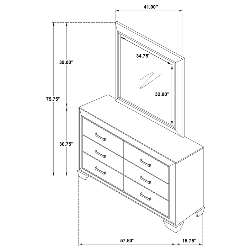 Pemberly Row 6-Drawer Bedroom Dresser with Mirror in Washed Taupe