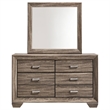 Pemberly Row 6-Drawer Bedroom Dresser with Mirror in Washed Taupe