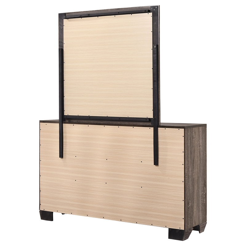 Pemberly Row 6-Drawer Bedroom Dresser with Mirror in Washed Taupe