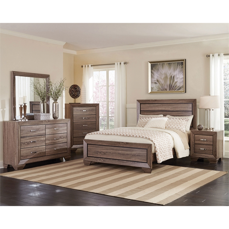 Pemberly Row 6-Drawer Bedroom Dresser with Mirror in Washed Taupe