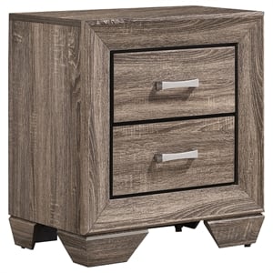 Pemberly Row Transitional 2-Drawer Nightstand in Washed Taupe