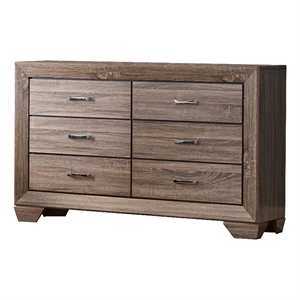 Pemberly Row Mid-Century 6-Drawer Bedroom Dresser in Washed Taupe
