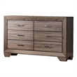 Pemberly Row Mid-Century 6-Drawer Bedroom Dresser in Washed Taupe