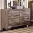 Pemberly Row Mid-Century 6-Drawer Bedroom Dresser in Washed Taupe