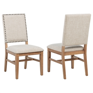 Pemberly Row Set of 2 Upholstered Dining Side Chairs in Beige