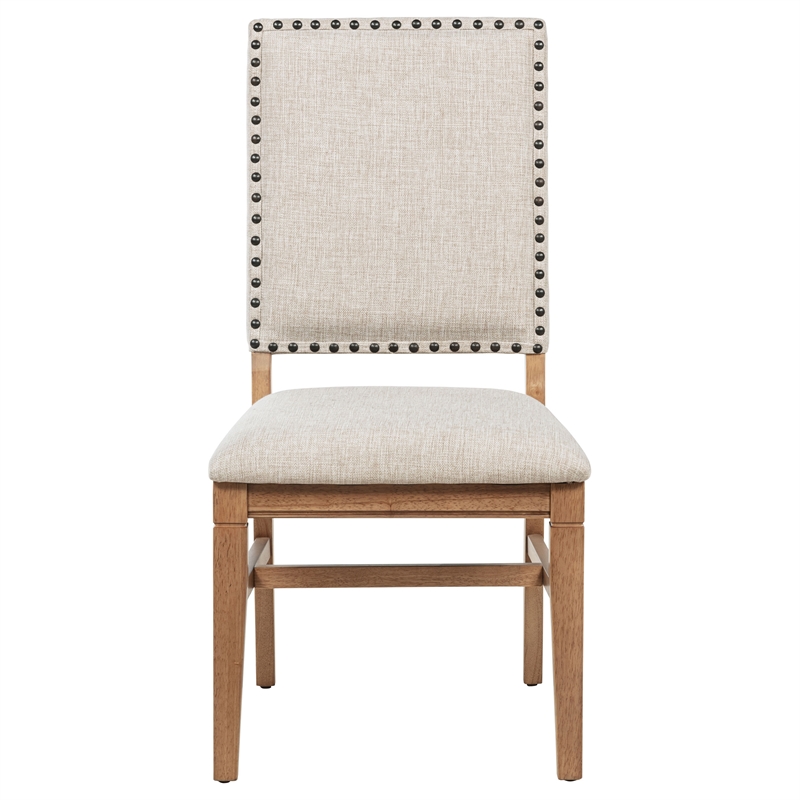 Pemberly Row Set of 2 Upholstered Dining Side Chairs in Beige