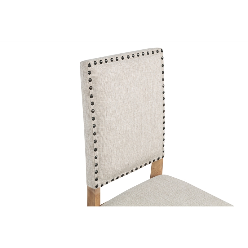 Pemberly Row Set of 2 Upholstered Dining Side Chairs in Beige