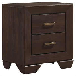Pemberly Row Transitional 2-Drawer Wood Nightstand in Dark Cocoa