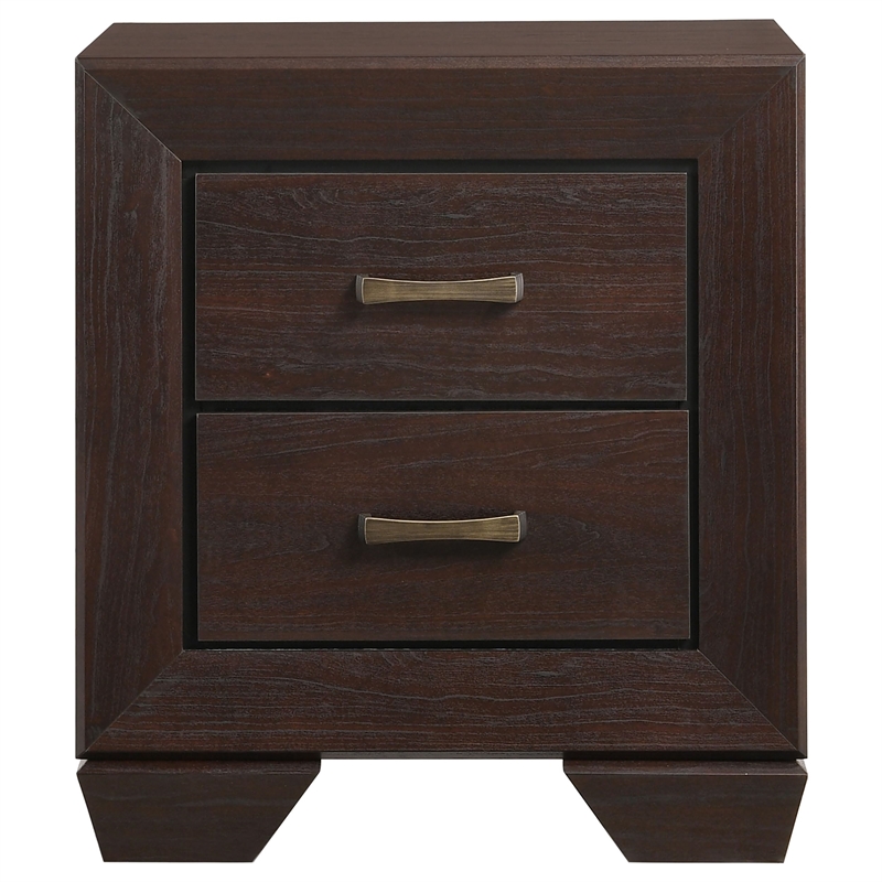 Pemberly Row Transitional 2-Drawer Wood Nightstand in Dark Cocoa
