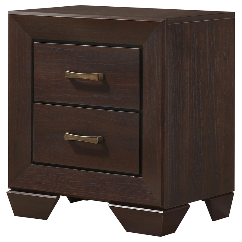 Pemberly Row Transitional 2-Drawer Wood Nightstand in Dark Cocoa