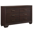 Pemberly Row Transitional 6-Drawer Bedroom Dresser in Dark Cocoa