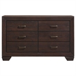Pemberly Row Transitional 6-Drawer Bedroom Dresser in Dark Cocoa