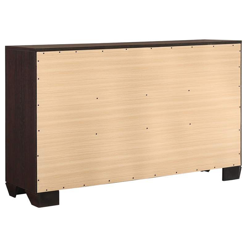 Pemberly Row Transitional 6-Drawer Bedroom Dresser in Dark Cocoa