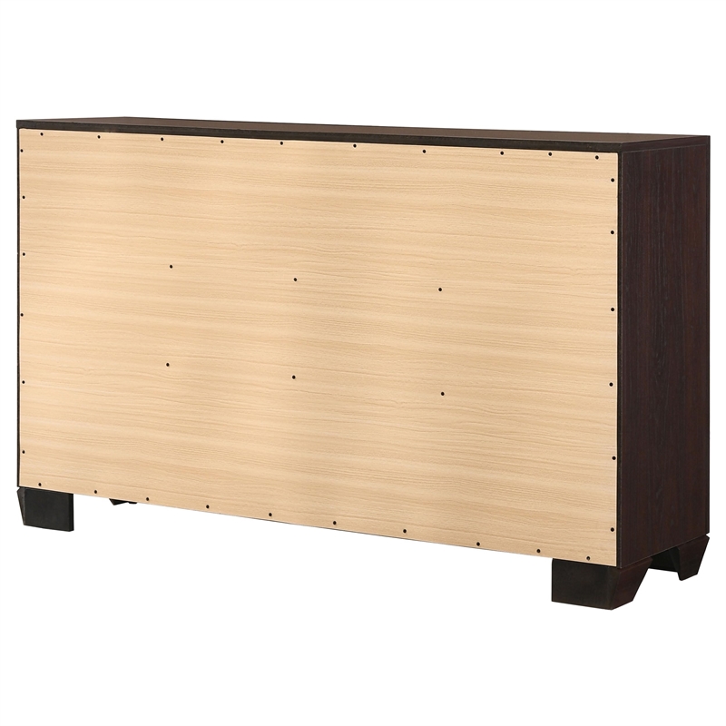 Pemberly Row Transitional 6-Drawer Bedroom Dresser in Dark Cocoa