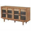 Pemberly Row 4-Door Sideboard Server with 2 Drawers in Natural Brown