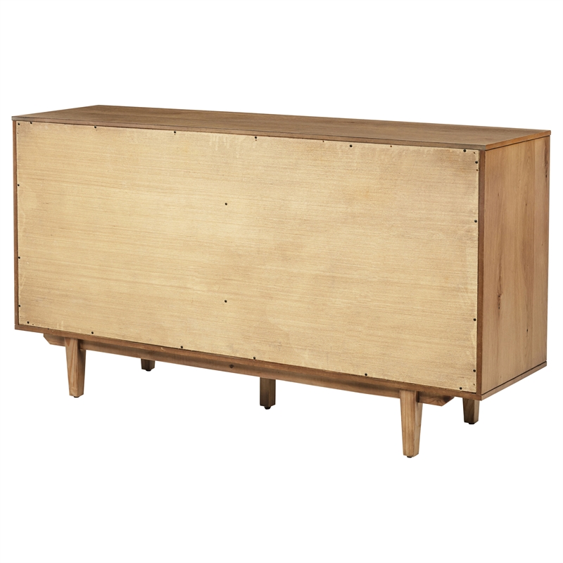 Pemberly Row 4-Door Sideboard Server with 2 Drawers in Natural Brown