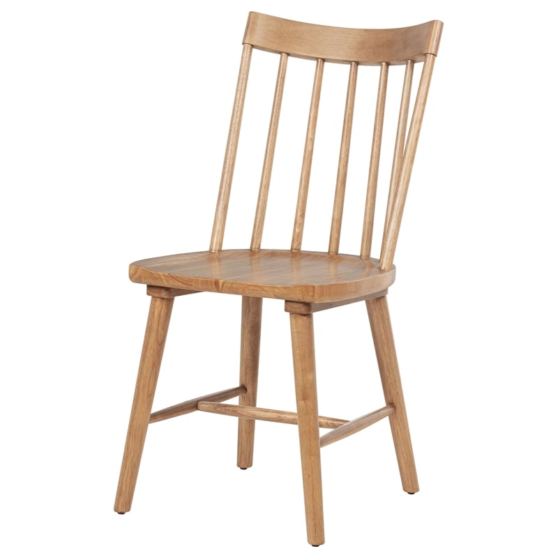 Pemberly Row Set of 2 Solid Wood Windsor Dining Side Chairs in Brown