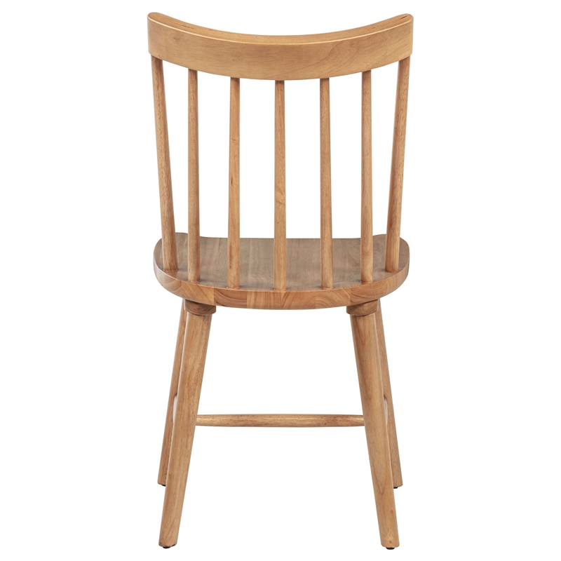 Pemberly Row Set of 2 Solid Wood Windsor Dining Side Chairs in Brown