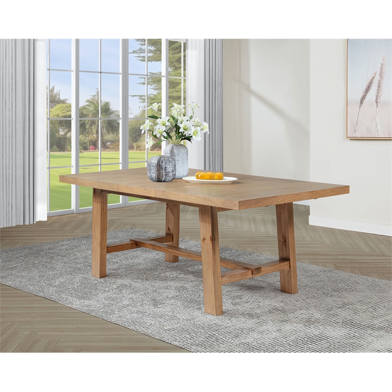Pemberly Row 76-Inch Extension Leaf Dining Table in Natural Brown