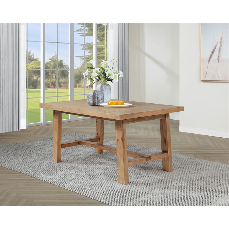 Pemberly Row 76-Inch Extension Leaf Dining Table in Natural Brown