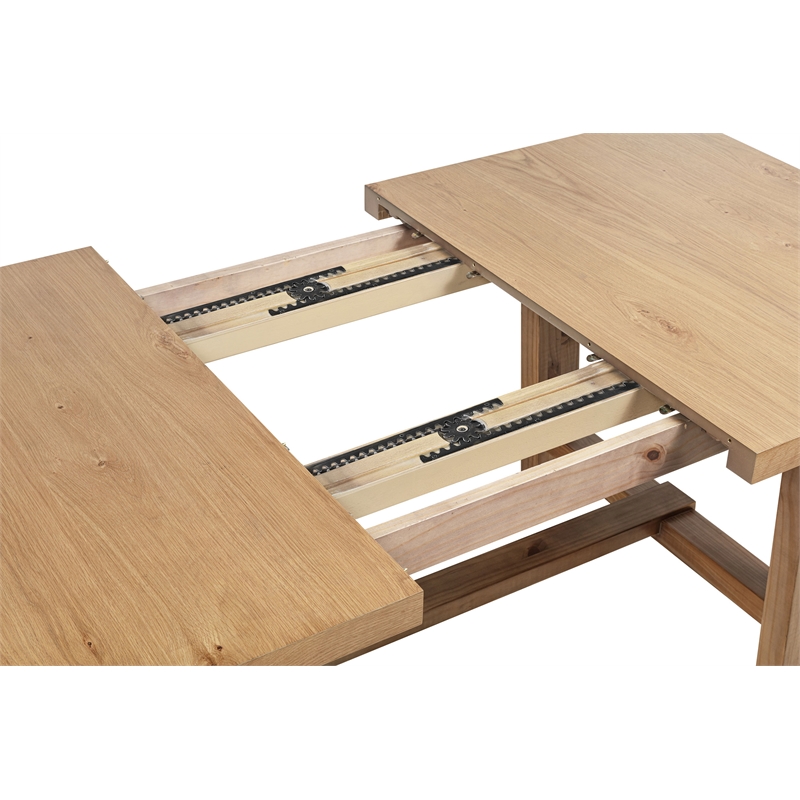Pemberly Row 76-Inch Extension Leaf Dining Table in Natural Brown