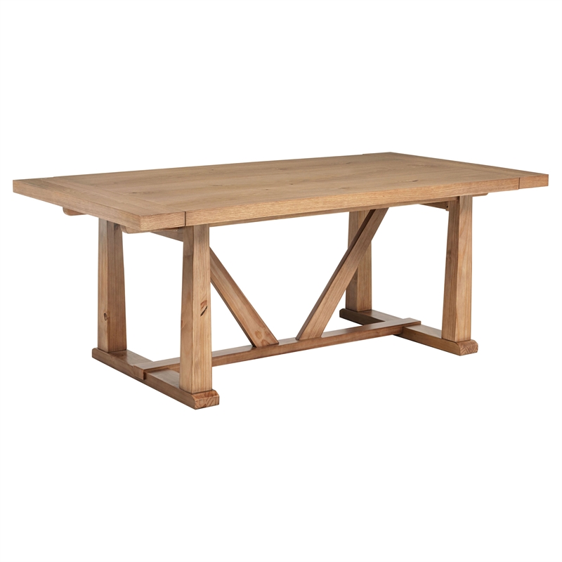 Pemberly Row 106-Inch Extension Leaf Dining Table in Natural Brown