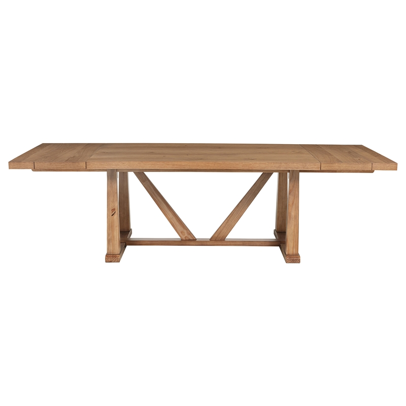Pemberly Row 106-Inch Extension Leaf Dining Table in Natural Brown