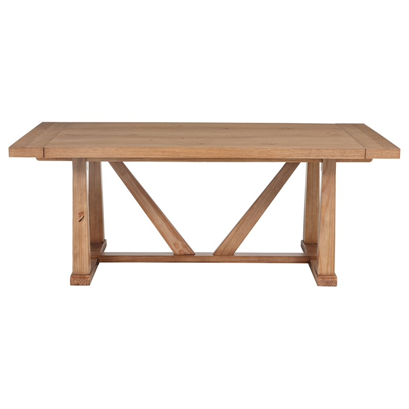 Pemberly Row 106-Inch Extension Leaf Dining Table in Natural Brown