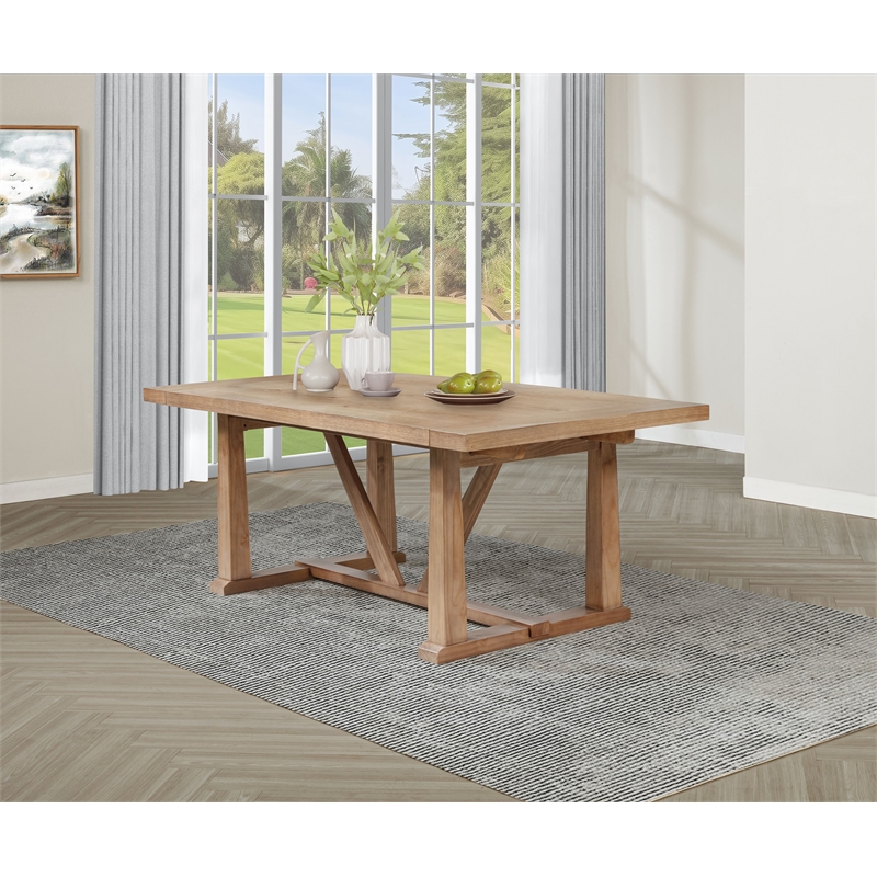 Pemberly Row 106-Inch Extension Leaf Dining Table in Natural Brown