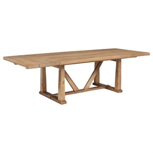 Pemberly Row 106-Inch Extension Leaf Dining Table in Natural Brown