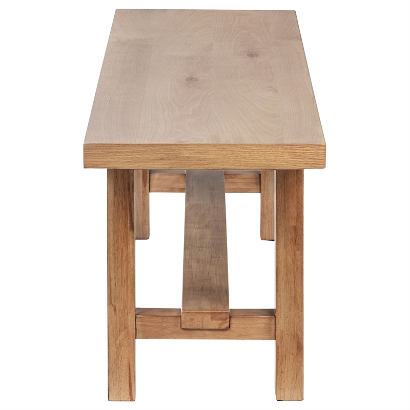 Pemberly Row 60-Inch Wood Backless Dining Bench in Natural Brown