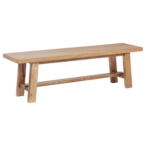 Pemberly Row 60-Inch Wood Backless Dining Bench in Natural Brown
