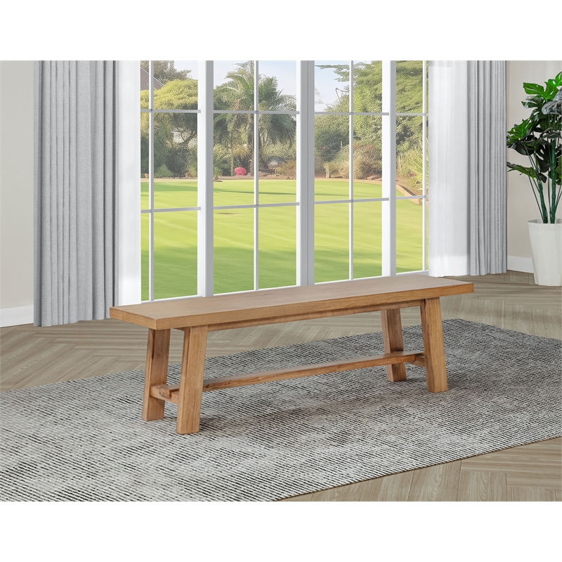 Pemberly Row 60-Inch Wood Backless Dining Bench in Natural Brown